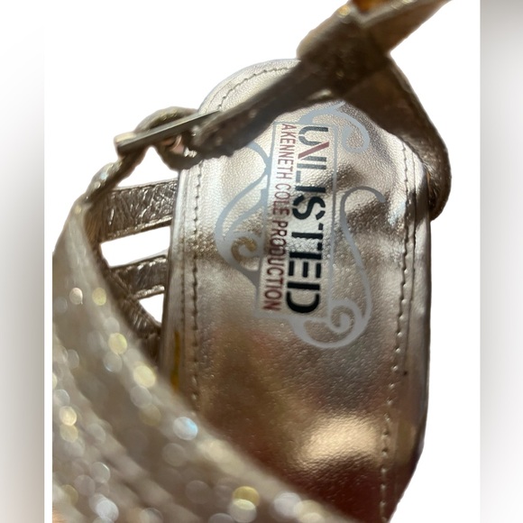 Unlisted by Kenneth Cole Gold Sparkle Strappy Heels size 10 - Picture 3 of 7